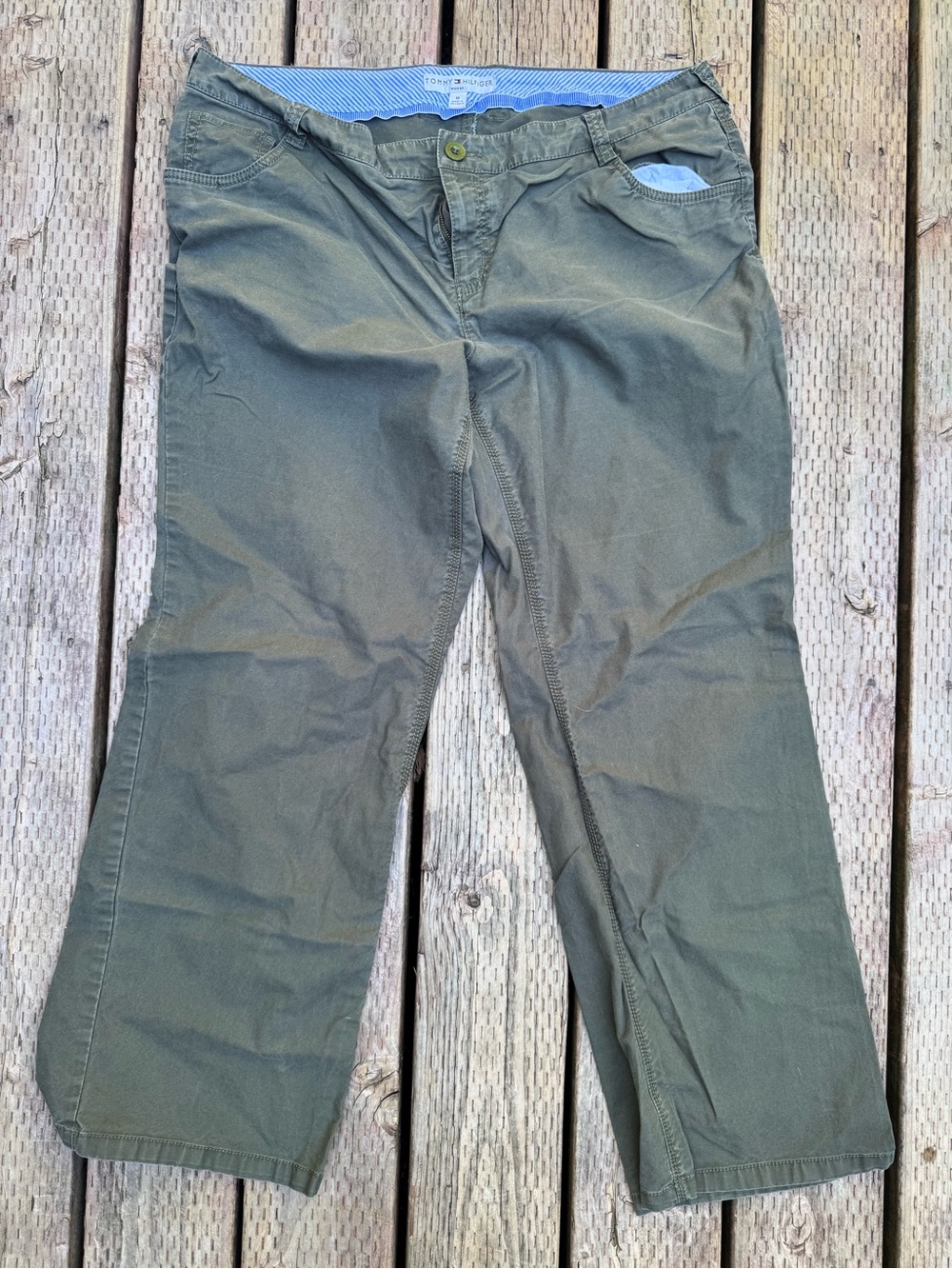 Tommy Hilfiger Olive Wide Leg Women's Pants